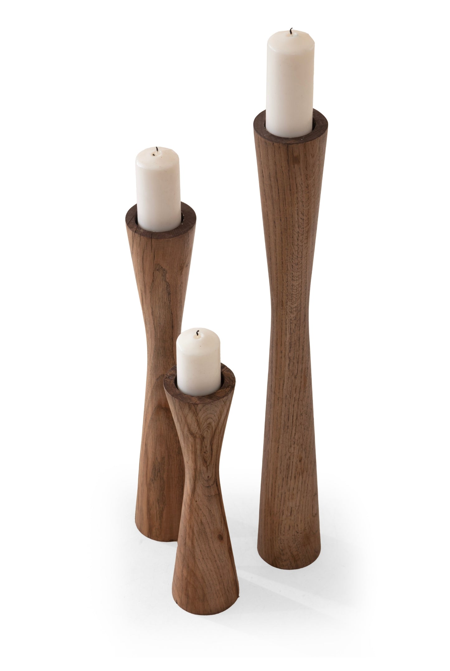 Doğal Dışbudak Ahşap 3'lü Mumluk Seti