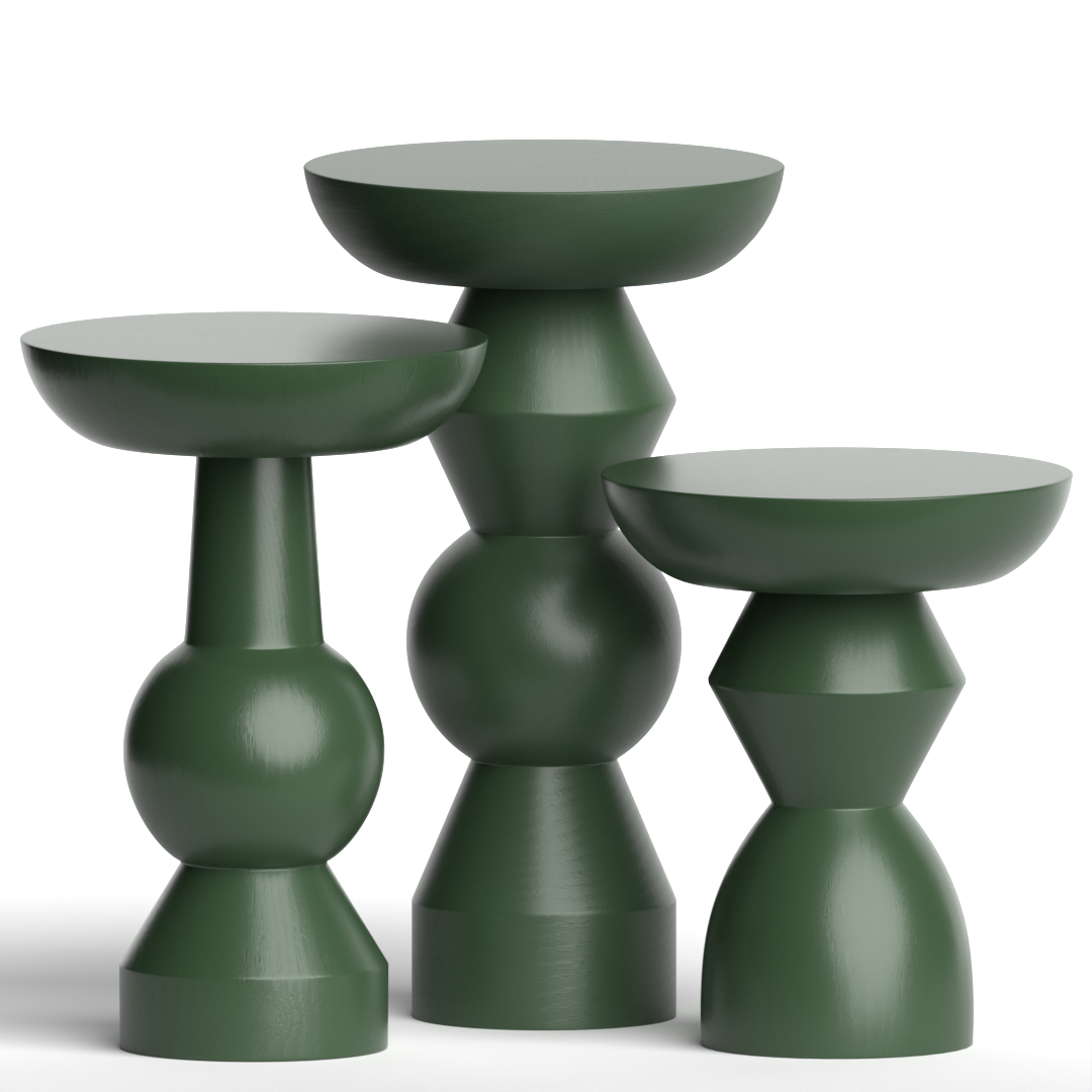 Enva 3'lü Ahşap Sehpa Yeşil