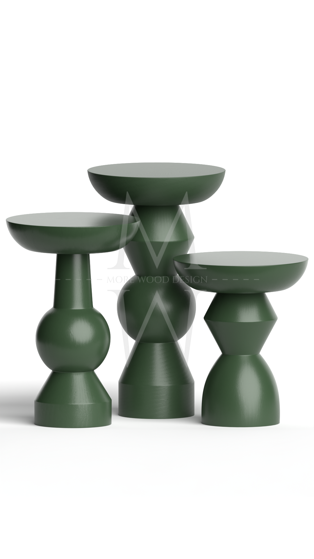 Enva 3'lü Ahşap Sehpa Yeşil