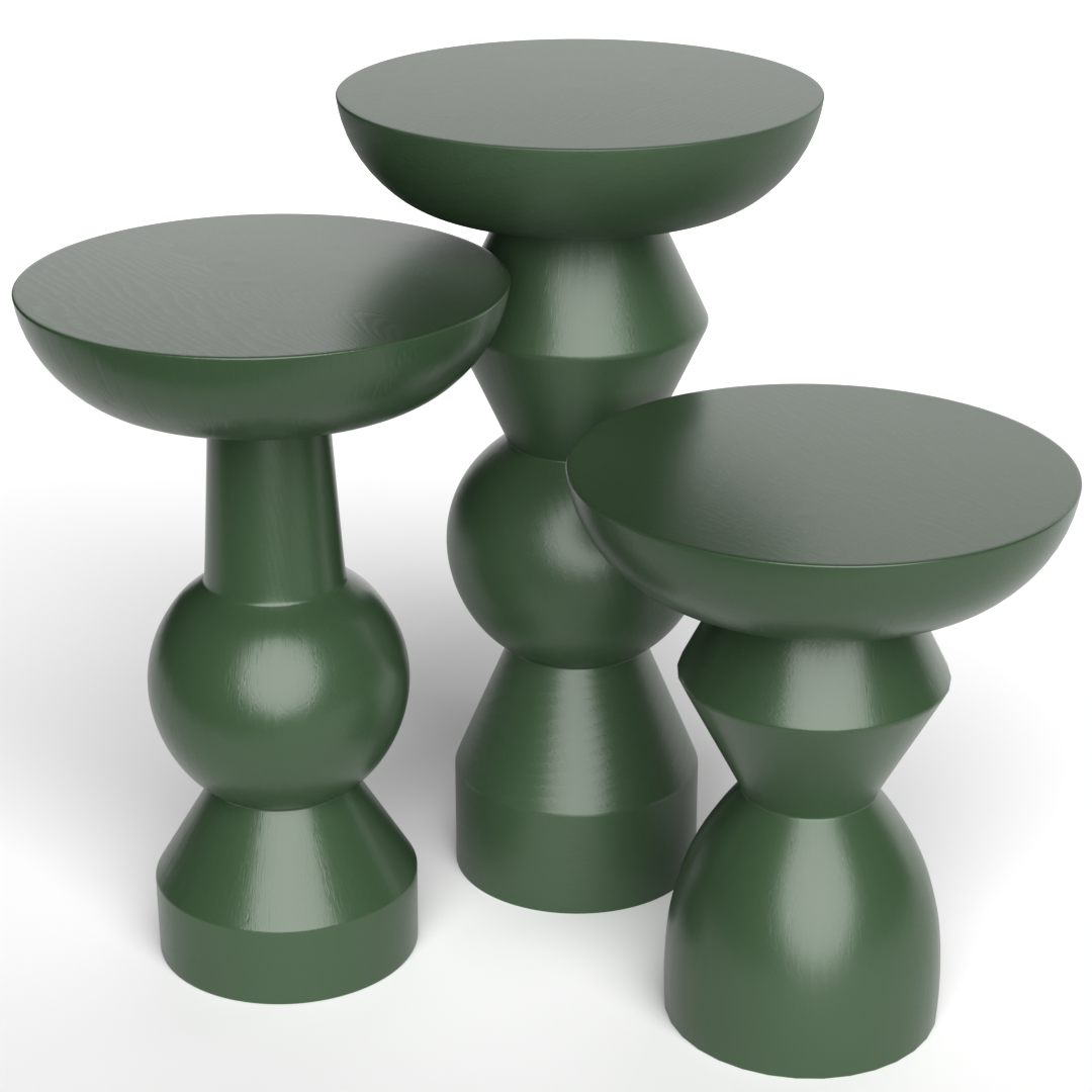 Enva 3'lü Ahşap Sehpa Yeşil