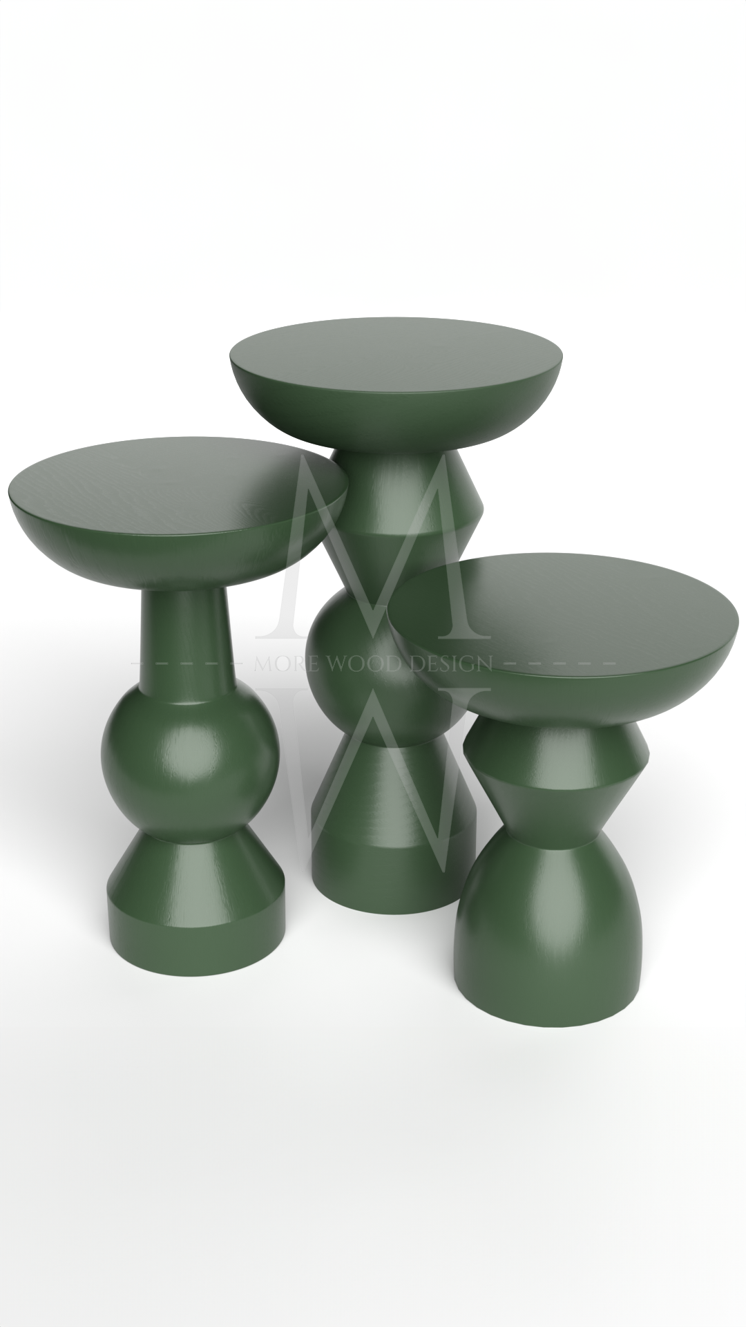 Enva 3'lü Ahşap Sehpa Yeşil