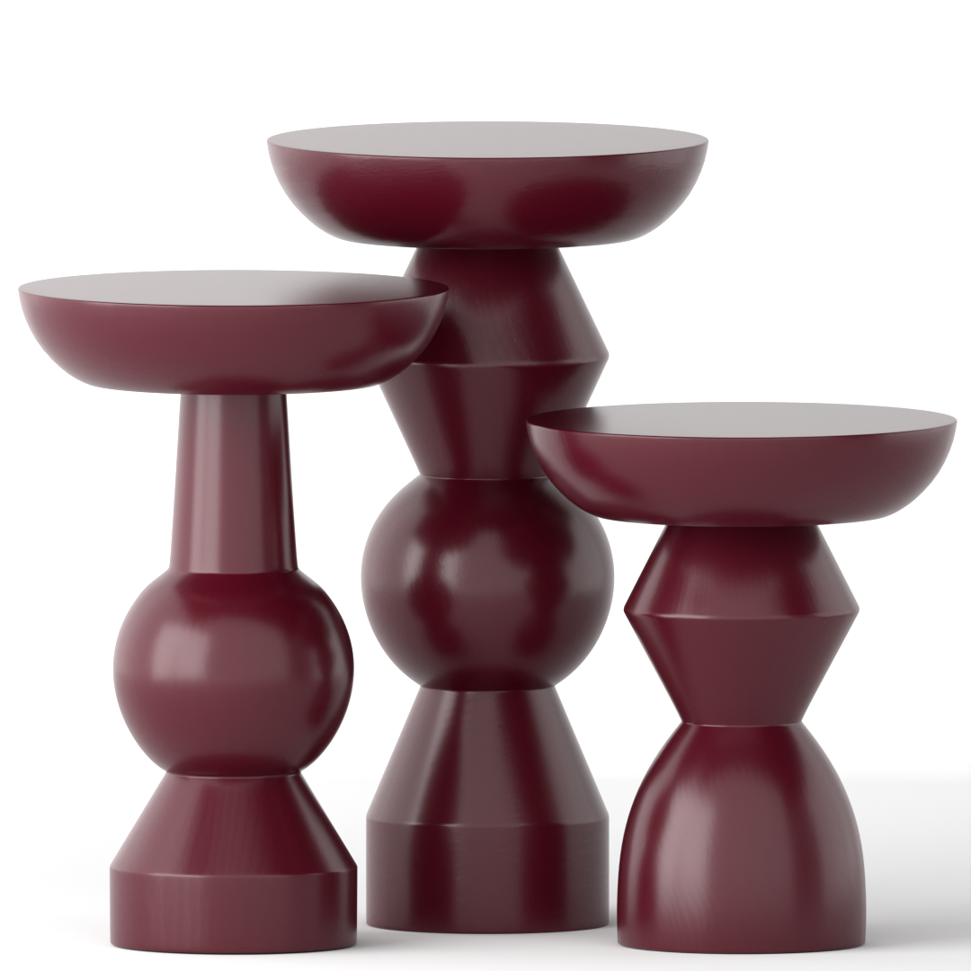 Enva 3'lü Ahşap Sehpa Renk Marsala