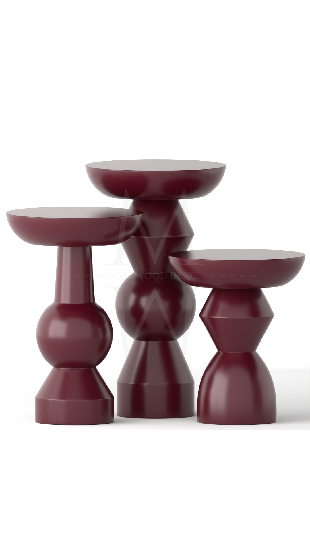 Enva 3'lü Ahşap Sehpa Renk Marsala