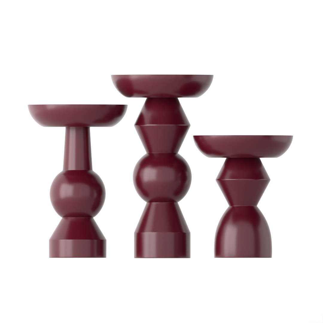 Enva 3'lü Ahşap Sehpa Renk Marsala