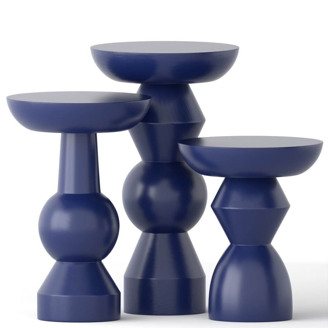 Enva 3'lü Ahşap Sehpa Renk Parlement Mavisi