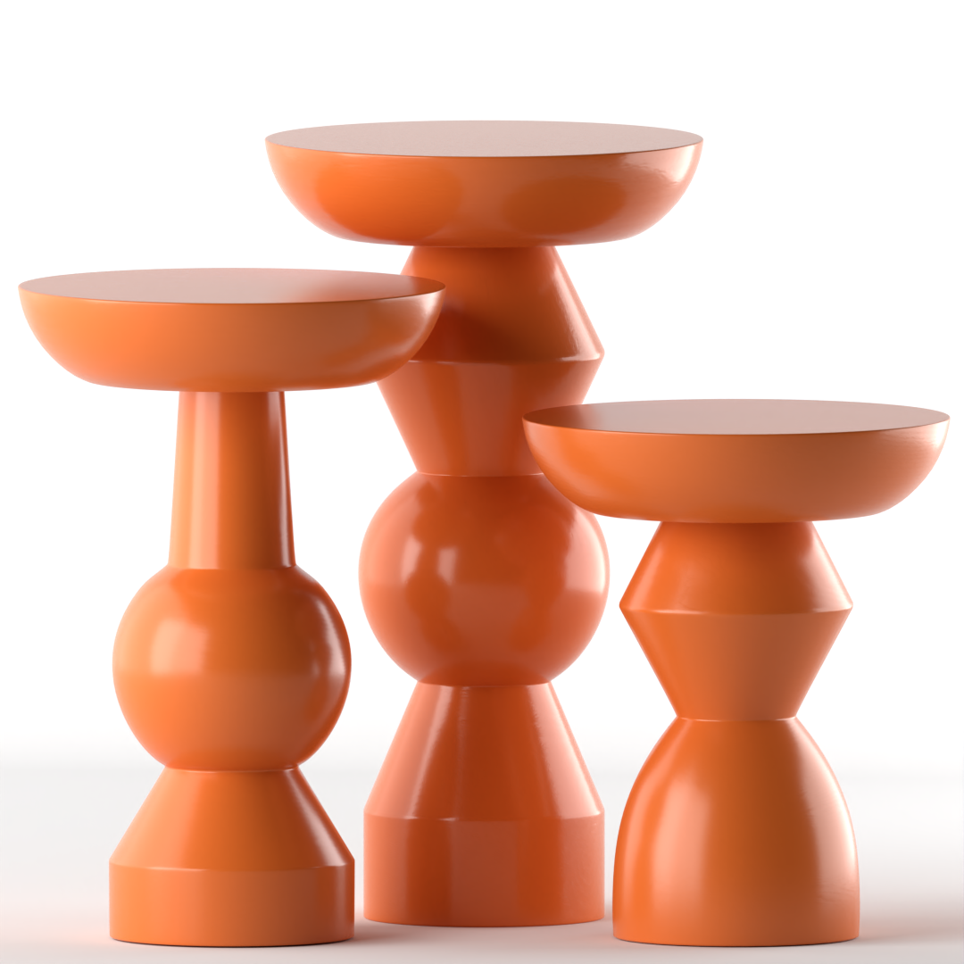 Enva 3'lü Ahşap Sehpa Turuncu