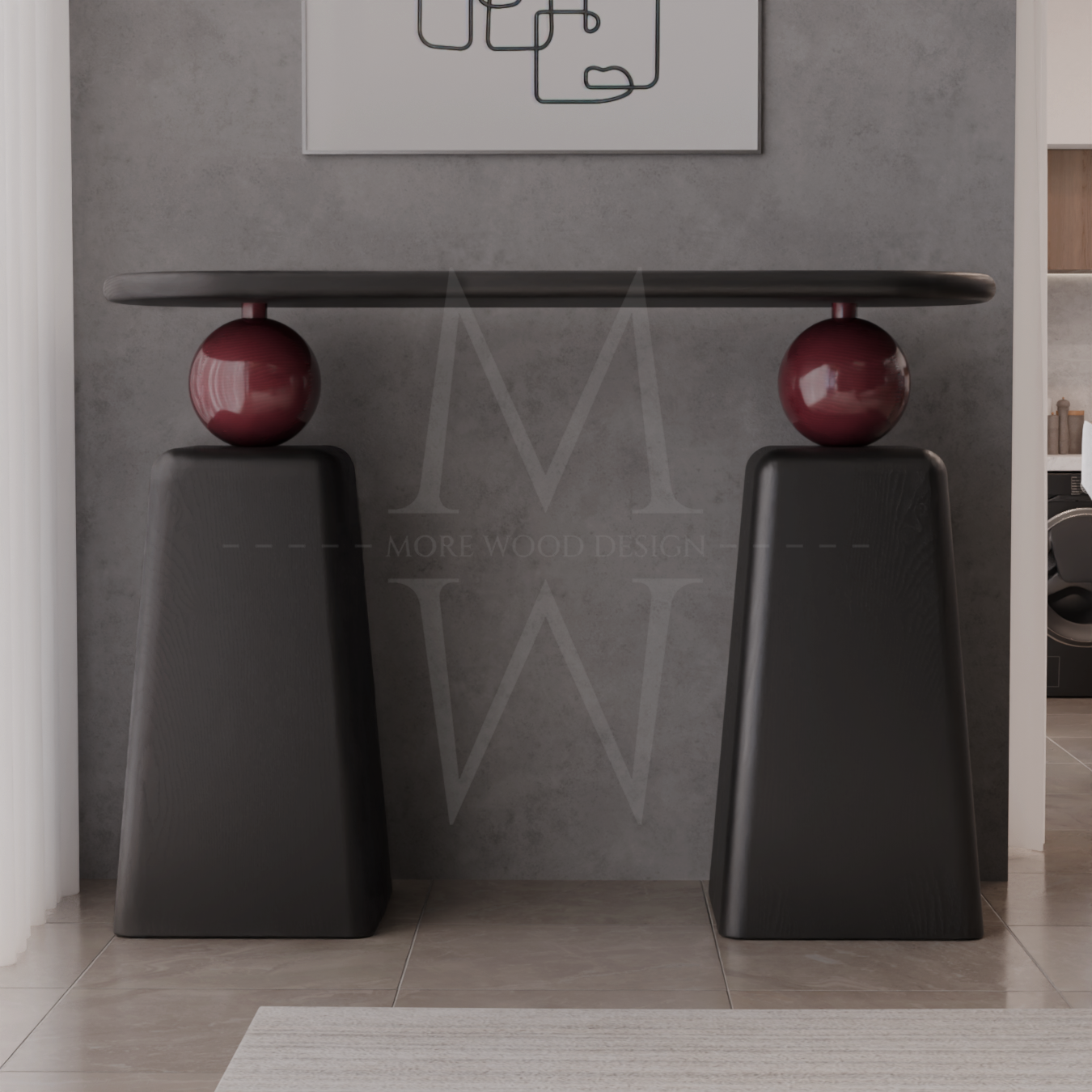 Nik Ahşap Dresuar Siyah