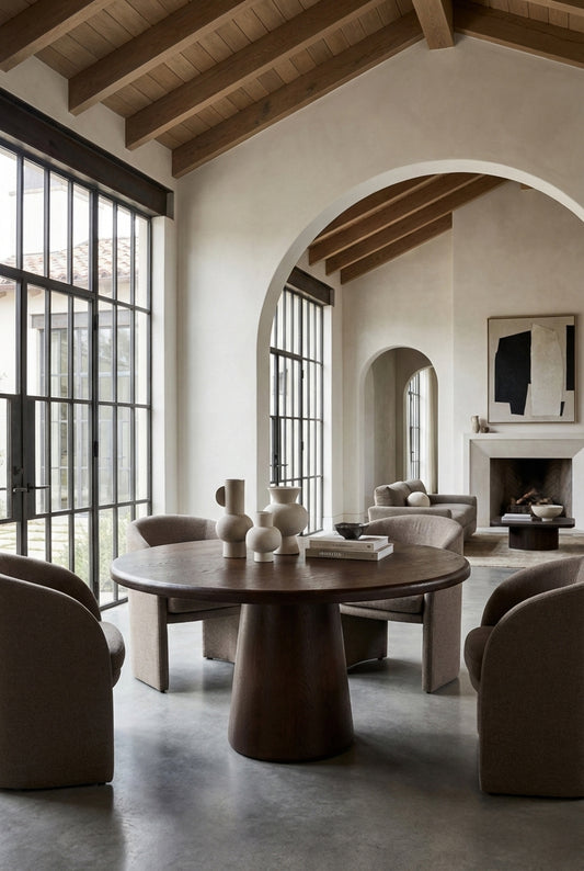 Ahşap Yuvarlak Masa Koyu Ceviz 120 Cm Çap